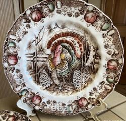 Johnson Bros His Majesty Set/3 Earthenware Dinner Plates Tom Turkey England Nwot