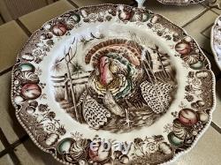 Johnson Bros His Majesty Set/3 Earthenware Dinner Plates Tom Turkey England Nwot