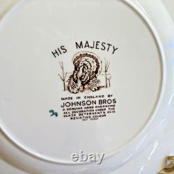 Johnson Bros His Majesty Set/3 Earthenware Dinner Plates Tom Turkey England Nwot