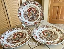 Johnson Bros His Majesty Set/3 Wild Turkey Thanksgiving Dinner Plates England