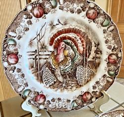 Johnson Bros His Majesty Set/3 Wild Turkey Thanksgiving Dinner Plates England