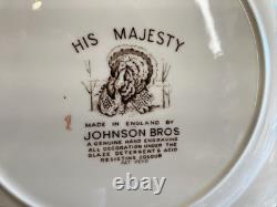 Johnson Bros His Majesty Set/3 Wild Turkey Thanksgiving Dinner Plates England