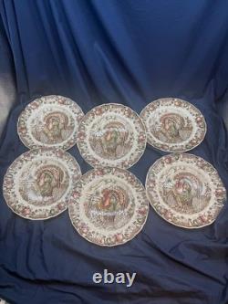Johnson Bros His Majesty Turkey Dinner Plates Vintage Set of 6 Made in England