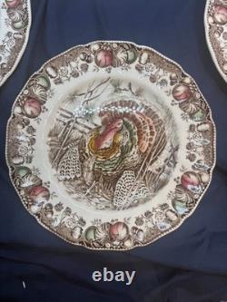 Johnson Bros His Majesty Turkey Dinner Plates Vintage Set of 6 Made in England