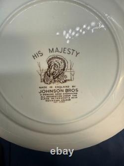 Johnson Bros His Majesty Turkey Dinner Plates Vintage Set of 6 Made in England