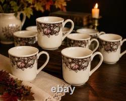 Johnson Bros His Majesty Turkey Mugs Set of 12 Thanksgiving England