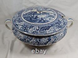 Johnson Bros Historic America Blue Transfer Ware Soup Tureen View of Boston