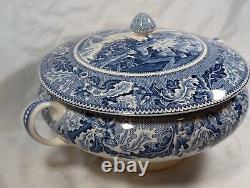 Johnson Bros Historic America Blue Transfer Ware Soup Tureen View of Boston