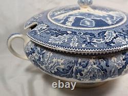 Johnson Bros Historic America Blue Transfer Ware Soup Tureen View of Boston