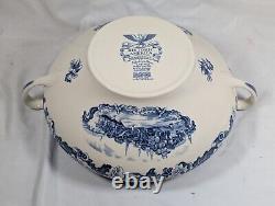 Johnson Bros Historic America Blue Transfer Ware Soup Tureen View of Boston