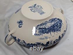 Johnson Bros Historic America Blue Transfer Ware Soup Tureen View of Boston