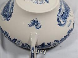 Johnson Bros Historic America Blue Transfer Ware Soup Tureen View of Boston