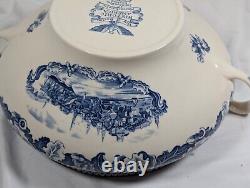 Johnson Bros Historic America Blue Transfer Ware Soup Tureen View of Boston