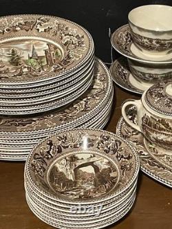 Johnson Bros Historic America Brown And Multi Colored Dinnerware Set