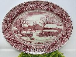 Johnson Bros Historic America Red Transferware 20 Turkey Thanksgiving Platter