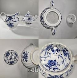 Johnson Bros Indie Blue Tea Coffee Pot Creamer Sugar Pitcher Porcelain Set