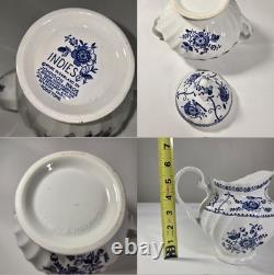 Johnson Bros Indie Blue Tea Coffee Pot Creamer Sugar Pitcher Porcelain Set