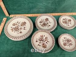 Johnson Bros Jamestown Brown Old Granite 24pc Dinnerware Set England Vintage