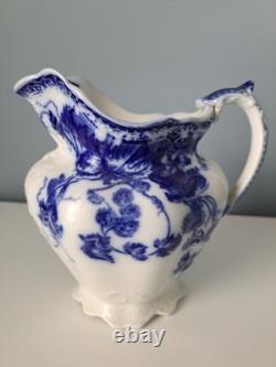 Johnson Bros Kenworth Flow Blue Pitcher Antique Victorian English 1890- 1910
