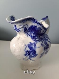Johnson Bros Kenworth Flow Blue Pitcher Antique Victorian English 1890- 1910