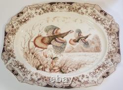 Johnson Bros Large 20 WILD TURKEYS Serving Platter Windsorware Oval/Rectangle
