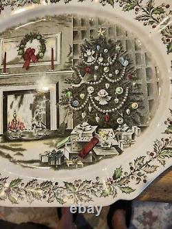 Johnson Bros Merry Christmas 17.5 Oval Serving Platter Made In England Mint Con