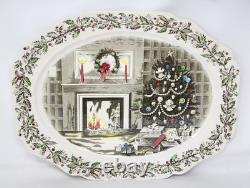 Johnson Bros Merry Christmas Fireplace Tree Oval Platter England Holiday 20 EXC