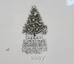Johnson Bros Merry Christmas Fireplace Tree Oval Platter England Holiday 20 EXC