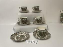 Johnson Bros. Mill Stream 16 Pc. Coffee Set Pot Sugar Creamer Cup Sets & Lids