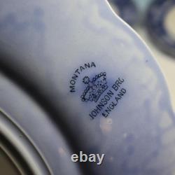 Johnson Bros Montana Flow Blue 8 Dinner Plates 10 inches
