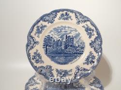 Johnson Bros Old Britain Castle Rare Service 6 Dinner Plates Semi Porcelain Blue