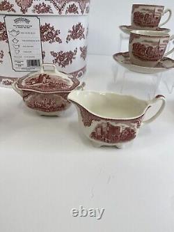 Johnson Bros Old Britain Castles 13 Pc Tea Set Teapot/Cream Sugar/Cups/Saucers