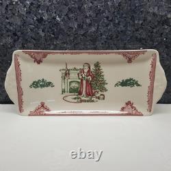 Johnson Bros Old Britain Castles Christmas Rectangular Serving Tray Santa & Tree