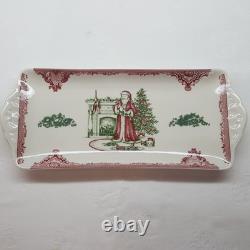 Johnson Bros Old Britain Castles Christmas Rectangular Serving Tray Santa & Tree