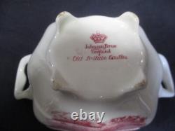Johnson Bros Old Britain Castles PINK Double Handle Sugar Earthenware