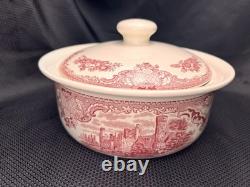 Johnson Bros Old Britain Castles PINK Round Covered Casserole Baking DISH Bowl