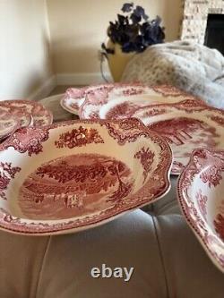 Johnson Bros Old Britain Castles Pink Blarney Castle 10 Dining set of 13 plates