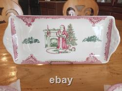 Johnson Bros. Old Britain Castles Pink Christmas 15 Tray (12) Sq. Accent Plates