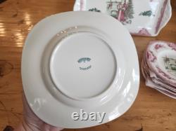 Johnson Bros. Old Britain Castles Pink Christmas 15 Tray (12) Sq. Accent Plates