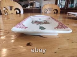 Johnson Bros. Old Britain Castles Pink Christmas 15 Tray (12) Sq. Accent Plates