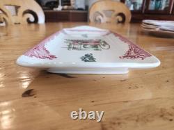 Johnson Bros. Old Britain Castles Pink Christmas 15 Tray (12) Sq. Accent Plates