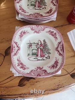 Johnson Bros. Old Britain Castles Pink Christmas 15 Tray (12) Sq. Accent Plates