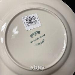 Johnson Bros Old Britain Castles Pink Christmas 4 Dinner Plates Green Tree 10.5