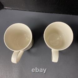 Johnson Bros Old Britain Castles Pink Christmas 4 Mugs Green Tree NOS