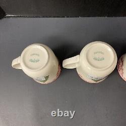 Johnson Bros Old Britain Castles Pink Christmas 4 Mugs Green Tree NOS