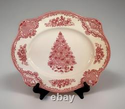 Johnson Bros Old Britain Castles Pink Christmas Tree 11 Oval Platter EUC