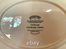 Johnson Bros Old Britain Castles Pink Christmas Tree 11 Oval Platter EUC