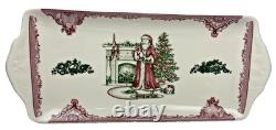 Johnson Bros Old Britain Castles Pink Christmas Tree Serving Tray Ceramic Santa