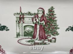 Johnson Bros Old Britain Castles Pink Christmas Tree Serving Tray Ceramic Santa