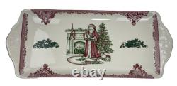 Johnson Bros Old Britain Castles Pink Christmas Tree Serving Tray Ceramic Santa